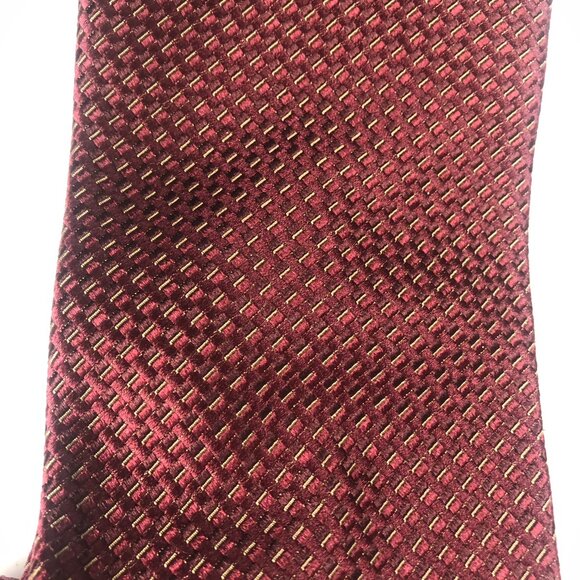 Vintage JOSEPH ABBOUD made in ITALY 100% Silk Tie Necktie Burgandy Geometric - Picture 5 of 5